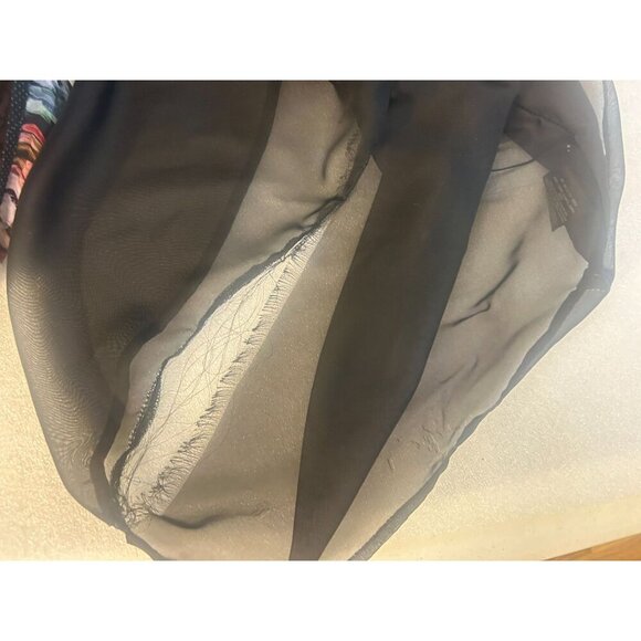 Maeve Anthropologie swing Trapeze Dress black floral tiered Boho Large - Picture 5 of 7